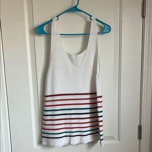 Striped White Sleeveless Top